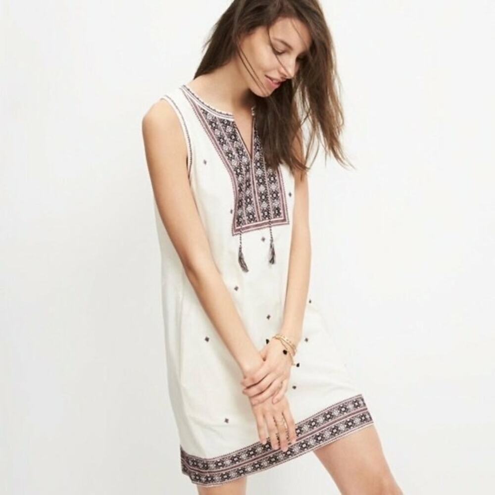 Madewell suncoast embroidered shift dress women's size 8